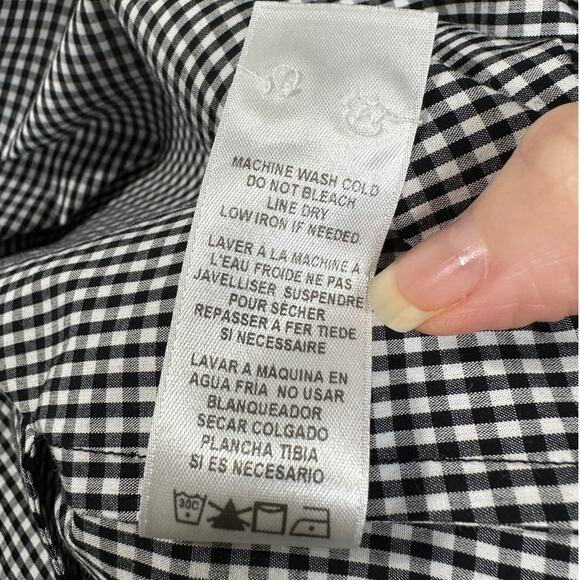 Frame Black & White Gingham Sleeveless Shoulder Pad Button Collared Shirtdress S - Picture 11 of 16